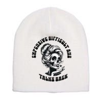 Expensive Difficult And Talks Back Messy Bun Mothers Day Short Acrylic Beanie