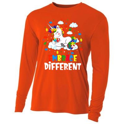 Embrace Differences Autism Awareness Unicorn Gift Cooling Performance Long Sleeve Crew