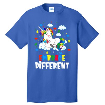 Embrace Differences Autism Awareness Unicorn Gift Tall T-Shirt