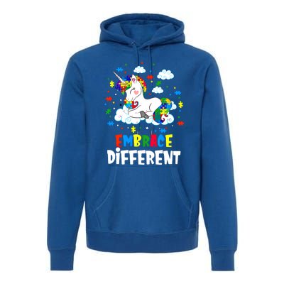 Embrace Differences Autism Awareness Unicorn Gift Premium Hoodie