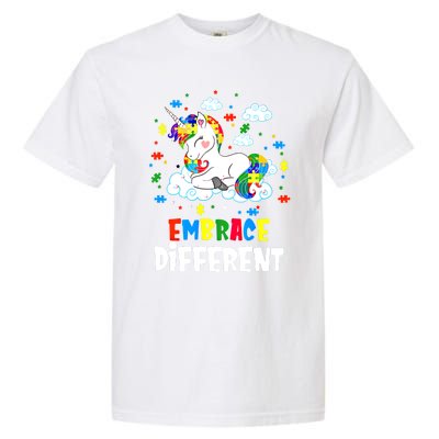 Embrace Differences Autism Awareness Unicorn Gift Garment-Dyed Heavyweight T-Shirt