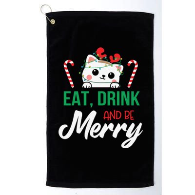 Eat Drink And Be Meowy Merry Christmas Platinum Collection Golf Towel