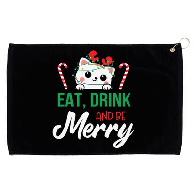 Eat Drink And Be Meowy Merry Christmas Grommeted Golf Towel