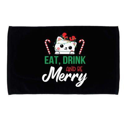 Eat Drink And Be Meowy Merry Christmas Microfiber Hand Towel