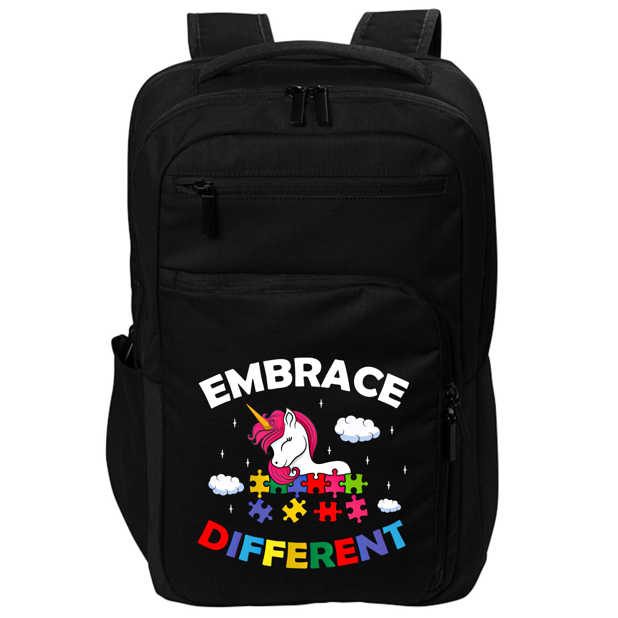 Embrace Different Autism Awareness Unicorn Gift Impact Tech Backpack