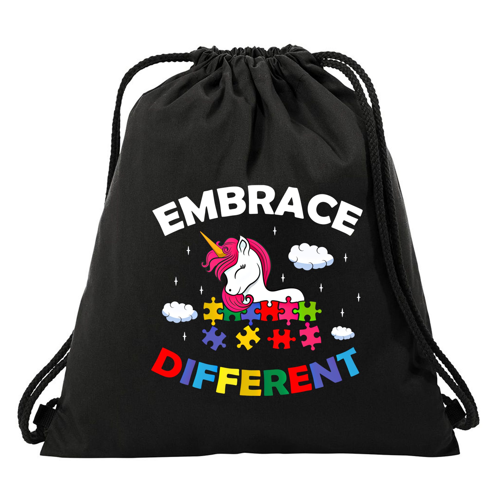 Embrace Different Autism Awareness Unicorn Gift Drawstring Bag