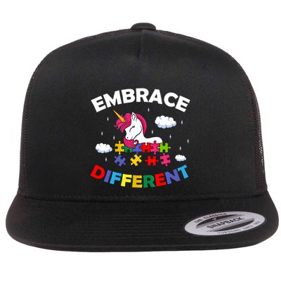 Embrace Different Autism Awareness Unicorn Gift Flatbill Hat