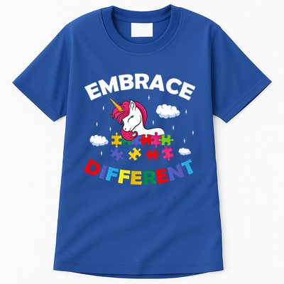 Embrace Different Autism Awareness Unicorn Gift Tall T-Shirt