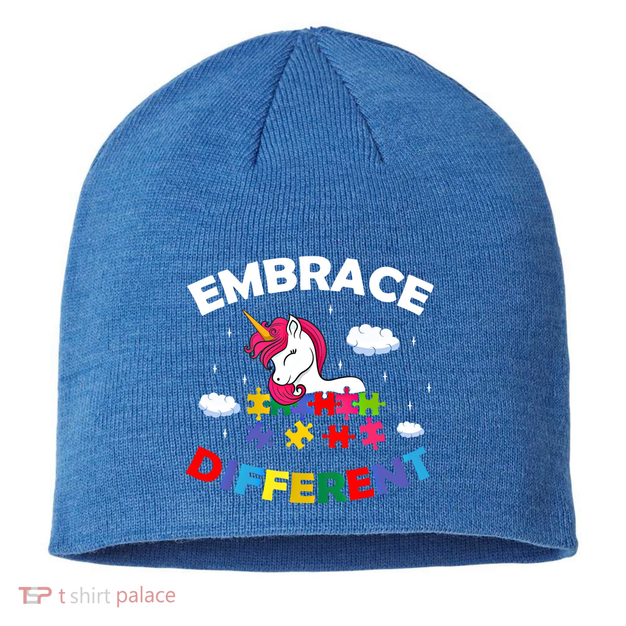 Embrace Different Autism Awareness Unicorn Gift Sustainable Beanie