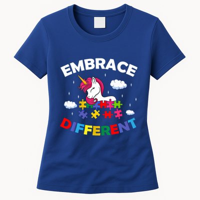 Embrace Different Autism Awareness Unicorn Gift Womens T-Shirt