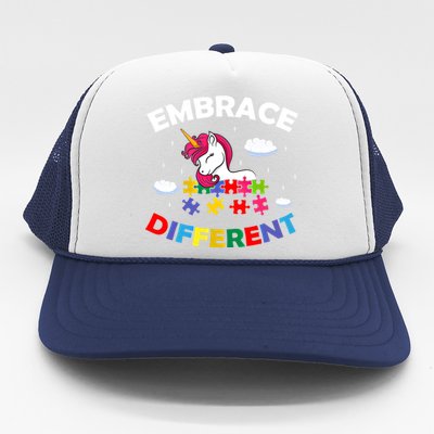 Embrace Different Autism Awareness Unicorn Gift Trucker Hat