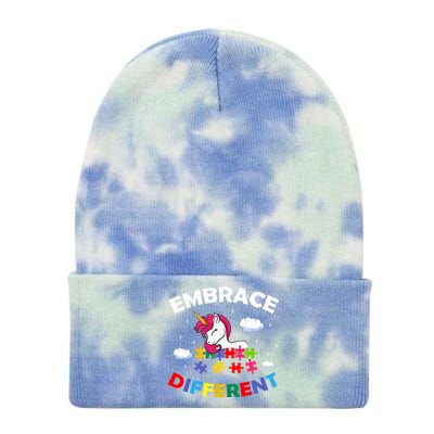 Embrace Different Autism Awareness Unicorn Gift Tie Dye 12in Knit Beanie