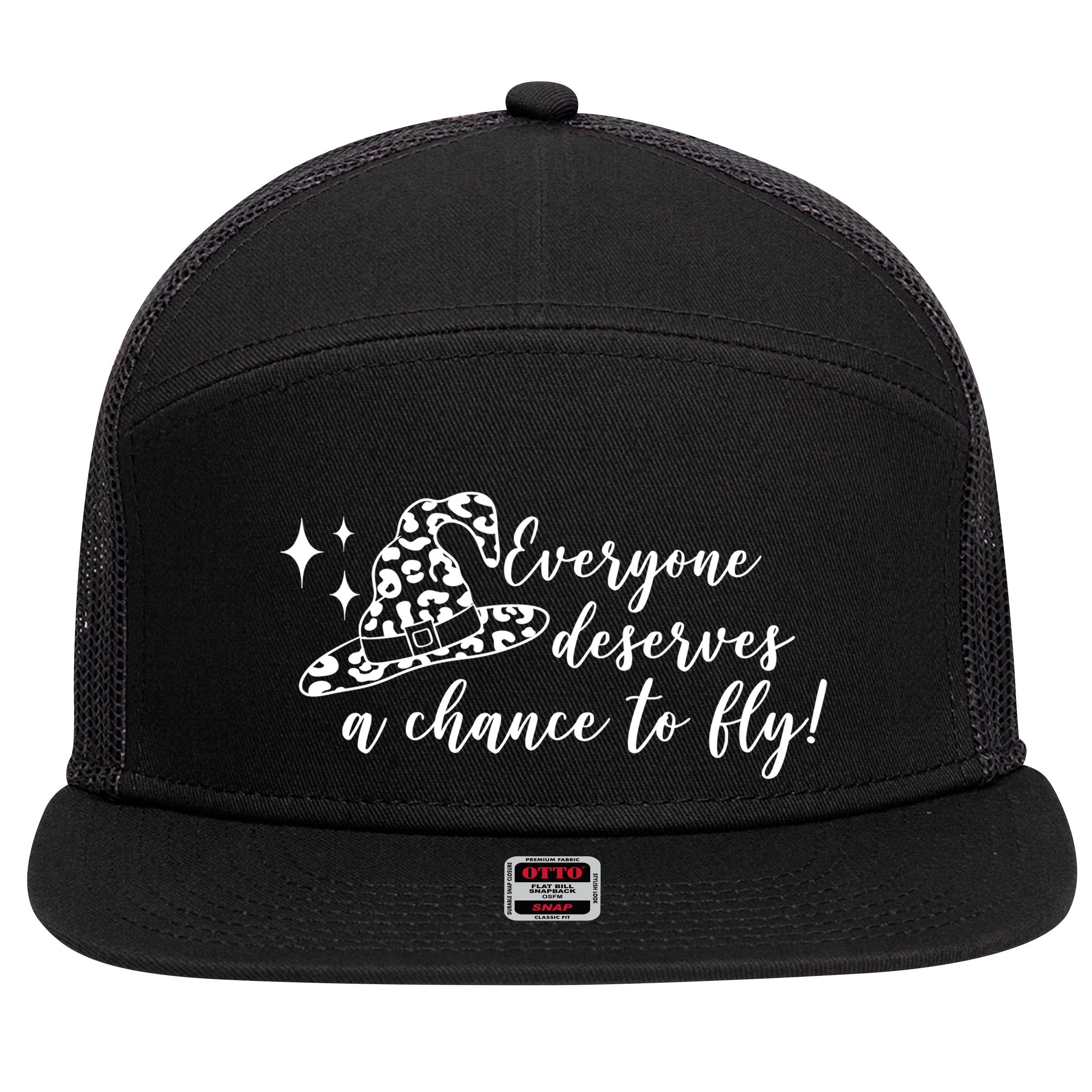 Everyone Deserves A Chance To Fly Witch Halloween 7 Panel Mesh Trucker Snapback Hat