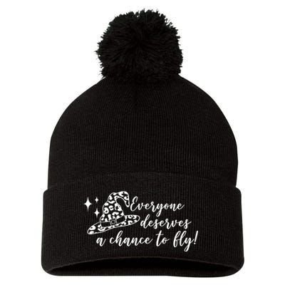 Everyone Deserves A Chance To Fly Witch Halloween Pom Pom 12in Knit Beanie
