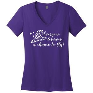 Everyone Deserves A Chance To Fly Witch Halloween Women's V-Neck T-Shirt