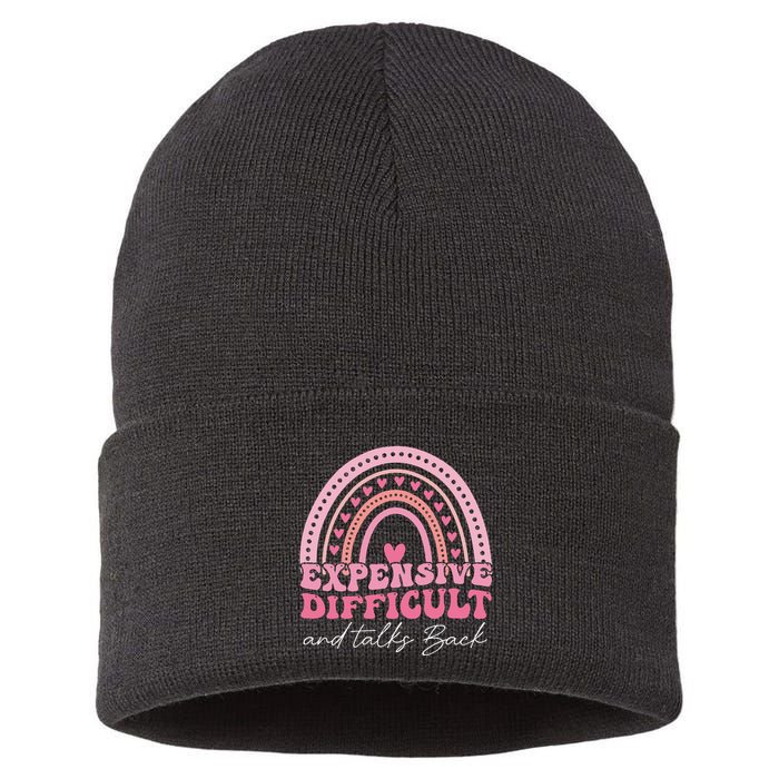 Expensive Difficult And Talks Back Mothers Day Mom Life Sustainable Knit Beanie