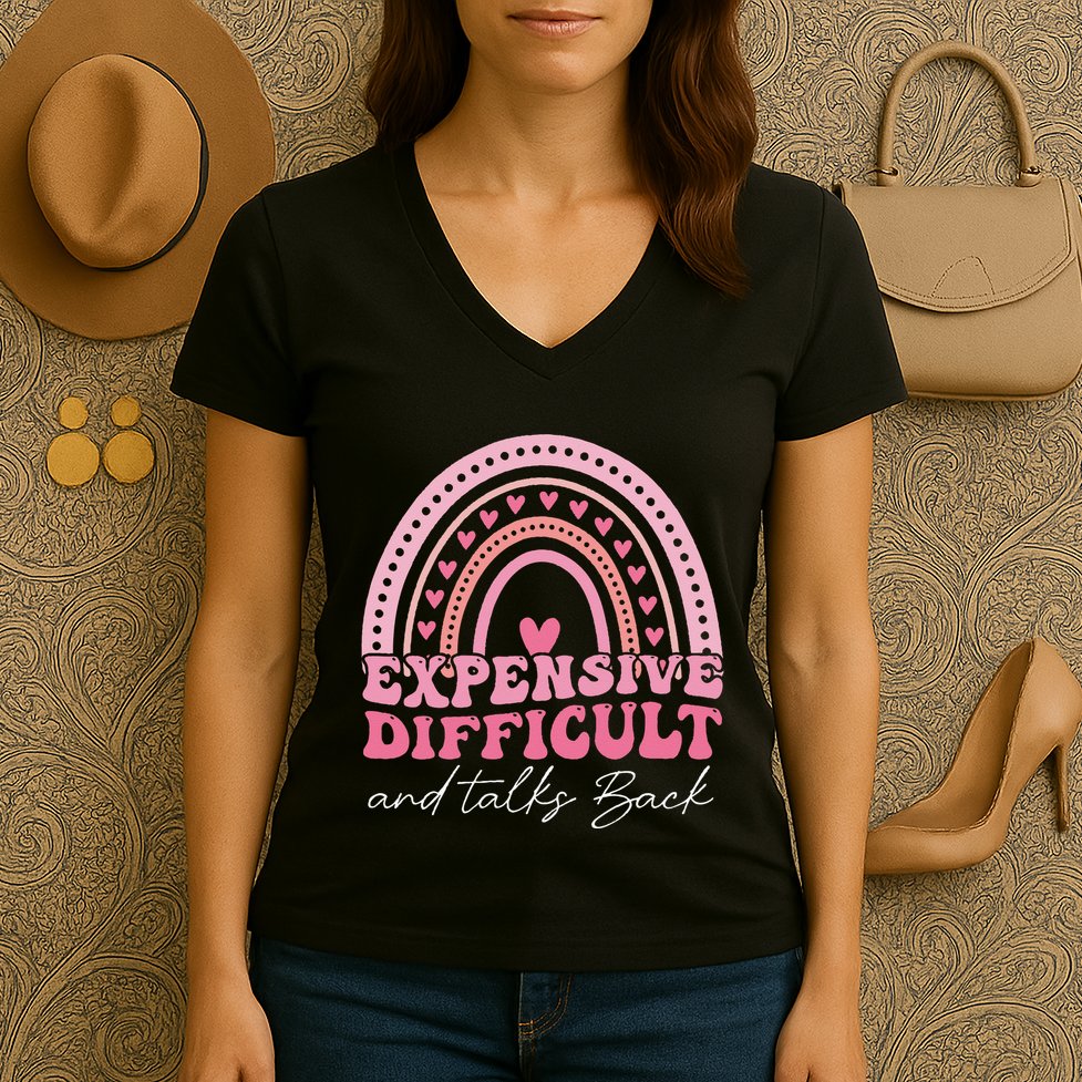 Expensive Difficult And Talks Back Mothers Day Mom Life Women's V-Neck T-Shirt