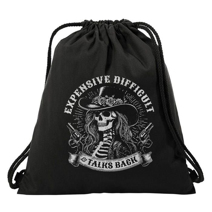 Expensive Difficult And Talks Back Drawstring Bag