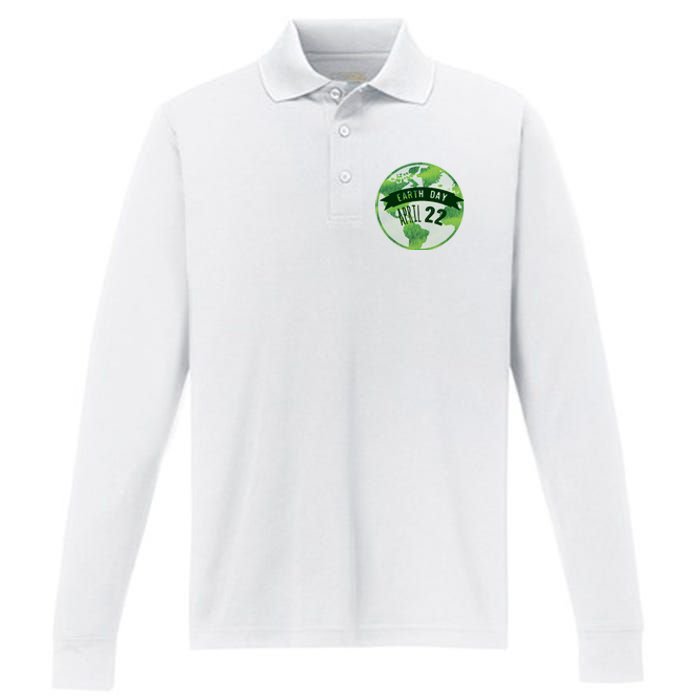 Earth Day April 22nd Awareness Performance Long Sleeve Polo