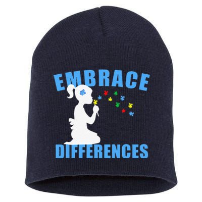 Embrace Differences Autism Awareness Cute Short Acrylic Beanie