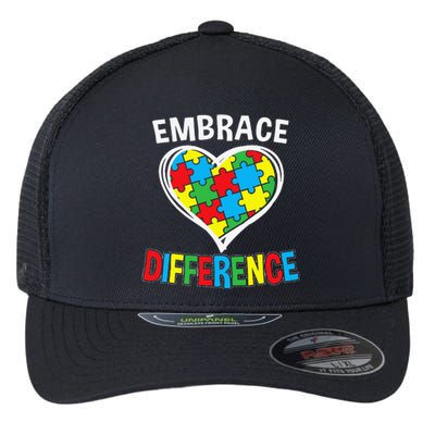 Embrace Differences Autism Mom Mama Autism Awareness Flexfit Unipanel Trucker Cap