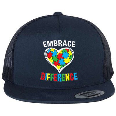 Embrace Differences Autism Mom Mama Autism Awareness Flat Bill Trucker Hat