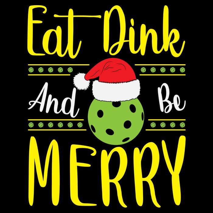 Eat Dink And Be Merry Pickleball Christmas Santa Hat Cooling Performance Crew T-Shirt