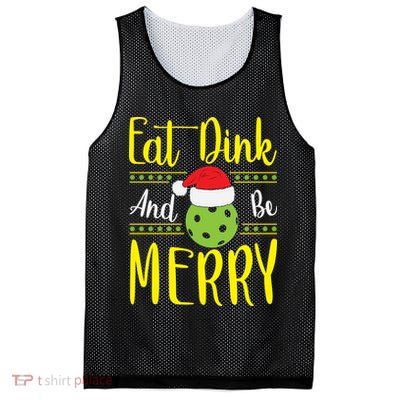 Eat Dink And Be Merry Pickleball Christmas Santa Hat Mesh Reversible Basketball Jersey Tank