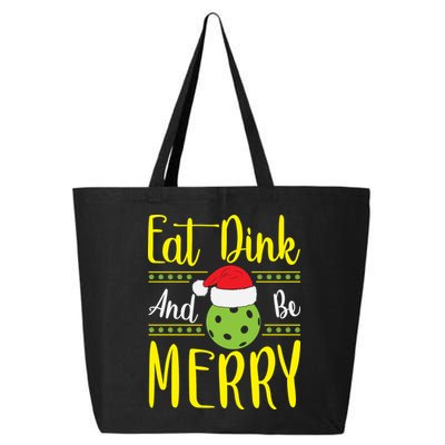 Eat Dink And Be Merry Pickleball Christmas Santa Hat 25L Jumbo Tote