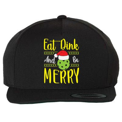 Eat Dink And Be Merry Pickleball Christmas Santa Hat Wool Snapback Cap