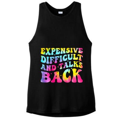 Expensive Difficult and Talks Back Groovy Mothers' Day Ladies PosiCharge Tri-Blend Wicking Tank