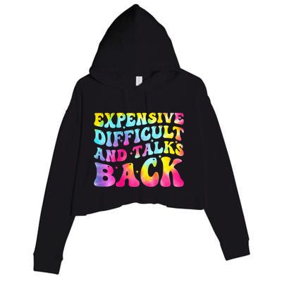 Expensive Difficult and Talks Back Groovy Mothers' Day Crop Fleece Hoodie