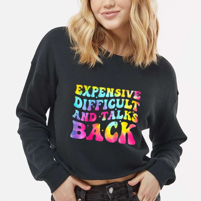 Expensive Difficult and Talks Back Groovy Mothers' Day Cropped Pullover Crew