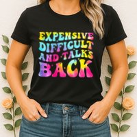 Expensive Difficult and Talks Back Groovy Mothers' Day Womens T-Shirt