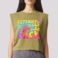Expensive Difficult and Talks Back Groovy Mothers' Day Garment-Dyed Women's Muscle Tee