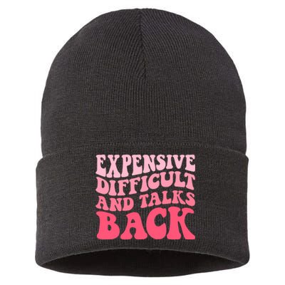 Expensive Difficult And Talks Back Mothers Day Mom Life Sustainable Knit Beanie