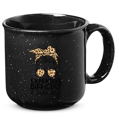 Expensive Difficult And Talks Back Messy Bun 15oz Campfire Ceramic Mug