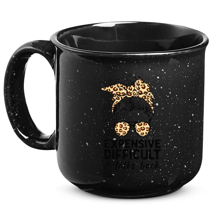 Expensive Difficult And Talks Back Messy Bun 15oz Campfire Ceramic Mug