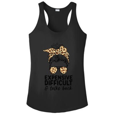 Expensive Difficult And Talks Back Messy Bun Ladies PosiCharge Competitor Racerback Tank