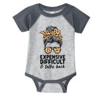 Expensive Difficult And Talks Back Messy Bun Infant Baby Jersey Bodysuit