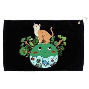 Earth Day April Earth Design With A Cat Gift Grommeted Golf Towel