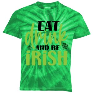 Eat Drink And Be Irish St Patricks Day Kids Tie-Dye T-Shirt