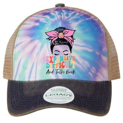 Expensive Difficult And Talks BacK Mother's Day Messy Bun Legacy Tie Dye Trucker Hat