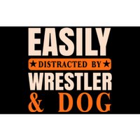 Easily Distracted By Wrestler And Dog Bumper Sticker