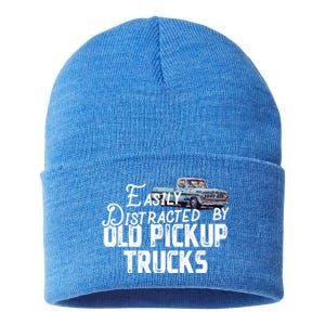 Easily Distracted By Old Pickup Trucks Cute Trucker Cute Gift Sustainable Knit Beanie