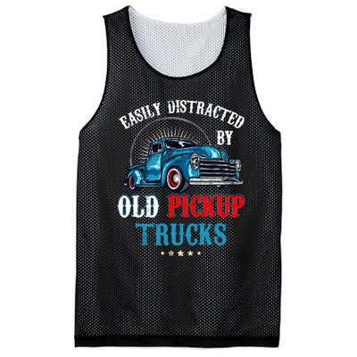 Easily Distracted By Old Pickup Trucks Quote Trucker Driver Mesh Reversible Basketball Jersey Tank