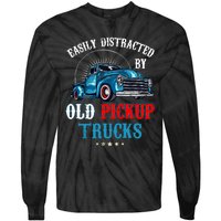 Easily Distracted By Old Pickup Trucks Quote Trucker Driver Tie-Dye Long Sleeve Shirt