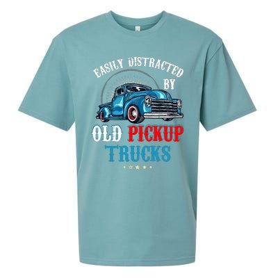 Easily Distracted By Old Pickup Trucks Quote Trucker Driver Sueded Cloud Jersey T-Shirt