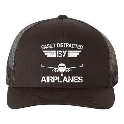 Easily Distracted By Airplanes Aviation Pilot Airplane Lover Yupoong Adult 5-Panel Trucker Hat