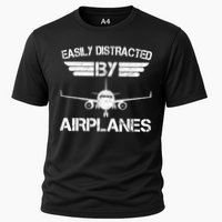 Easily Distracted By Airplanes Aviation Pilot Airplane Lover Performance Shirt